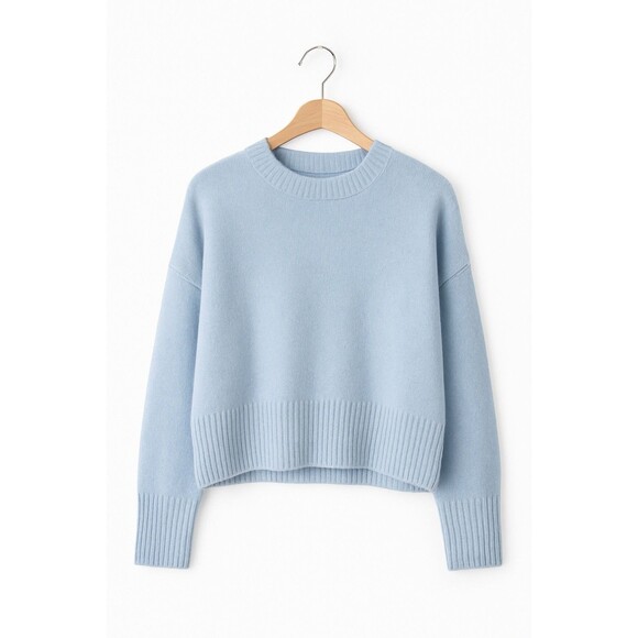 EDIKTED Shirley Oversized Knit Crewneck Sweater Light Blue Size Medium NWT NEW - Picture 1 of 9